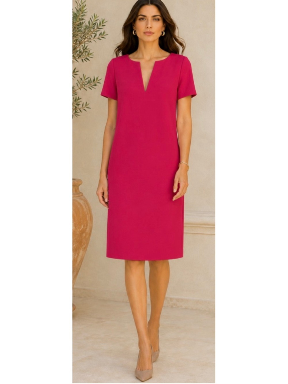 Emilio Pucci Midi Dress, Size 14, Pink Classic Sheath Italian Luxury